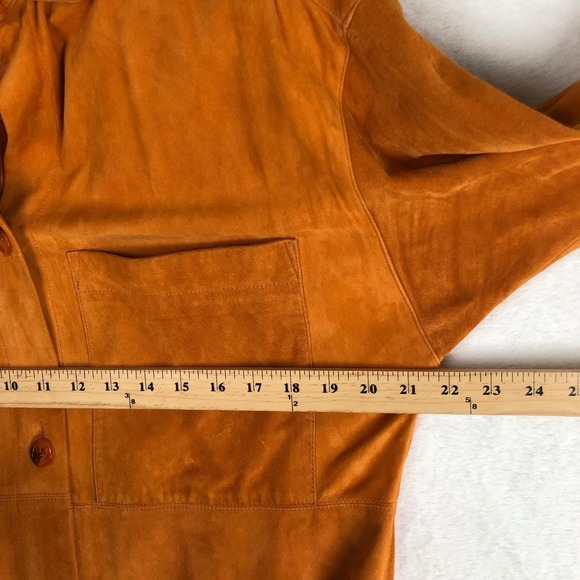 VTG Linda Allerd Ellen Tracy 90s Genuine Goat Suede Shirt Jacket Sz 4 Amber SOFT - Picture 8 of 12